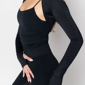 FIT MOVEMENT SHRUG JACKET - BLACK